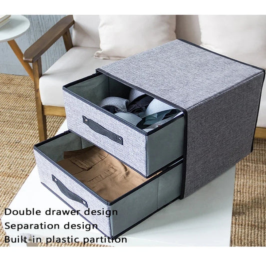 2 Drawer Fabric Storage Box Orgainzer